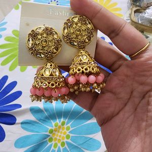 Pink Jhumkas