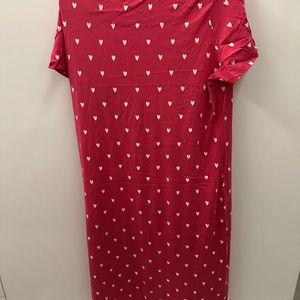 M&S 16 pink Heart Dress With Side Slit