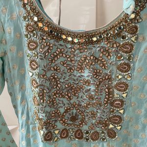 Aqua Anarkali Premium Zardozi Work