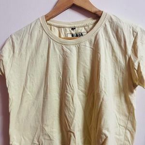 L Size Pure Cotton Iight Yellow Top