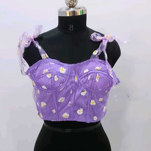 Lilac Daisy Painted Corset