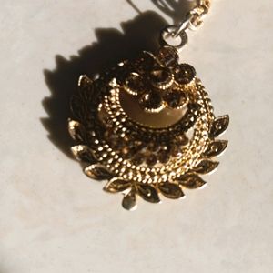 Beautiful Golden Jhumka With Mang Tika