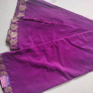 New Purple Satin Saree With Zari