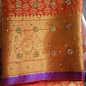 ♥️New Banarasi Silk Saree Red ♥️