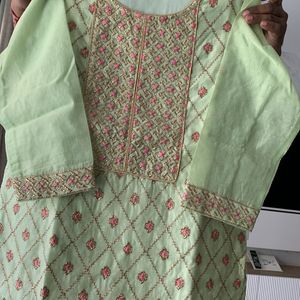 Pista Green Full Set Salwar Sharara Dupatta