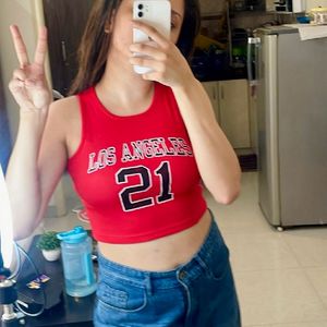 Red Los Angeles Crop Top