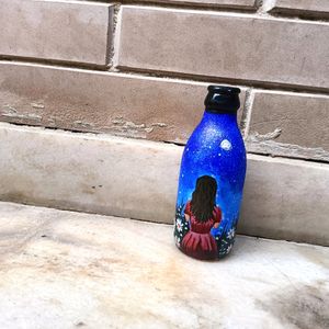 Girl Art On Glass Bottle