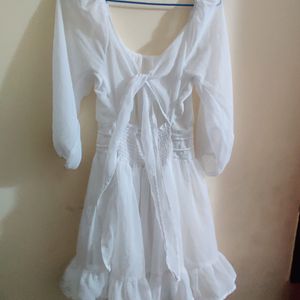 White Flared Mini Dress Size:L