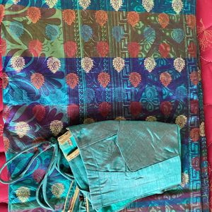 Chanderi  Silk Saree With Deziner Matching Blouse