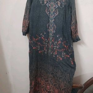 Charcoal Kurta With Lining