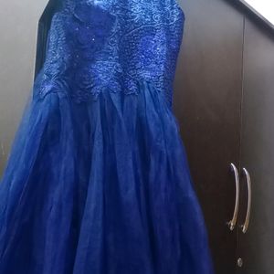 With Cancan Blue Net Gown