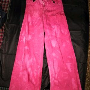 Tye Dye Pink Wide Leg Jeans