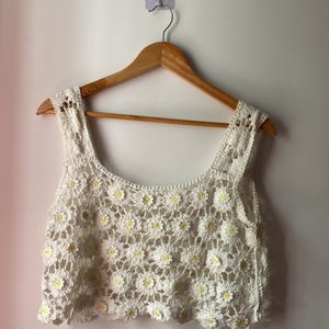 White Cute Crochet Top 🤍