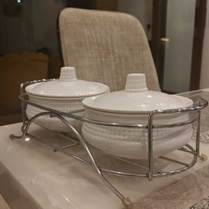 Dining Bowl Set Of 2 With Stand