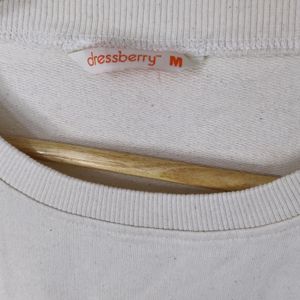 Dressberry Beige Solid Sweatshirt