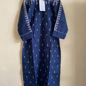 Navy Blue Beautiful Kurta Set With Pant And Dupatt