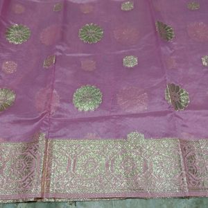 Organza Suit With Banarasi Dupatta