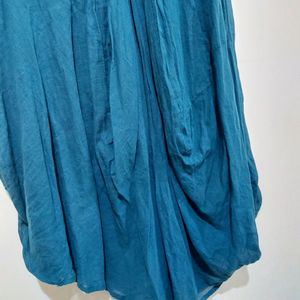 Teal Blue Draped Midi Dress