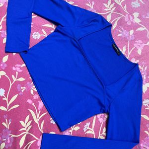 Royal Blue Square Neck Ribbed Top