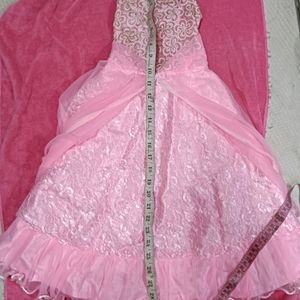 Baby Pink Party Wear Net Frock