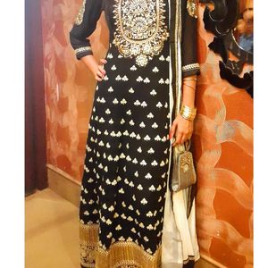 Admyrin Black Georgette Anarkali Kurta Set