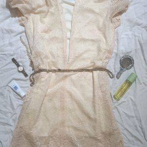 Cream Net Dress