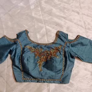 Blue  Zari Work  Blouse