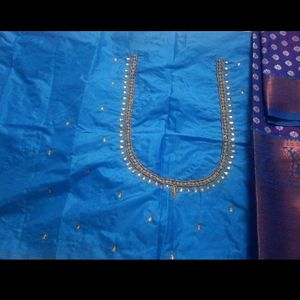 New Stunning Blue Semi Venkatagiri Pattu Saree