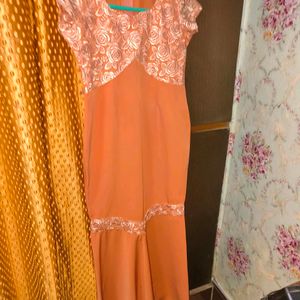 Peachy Orange Fishtail Dress