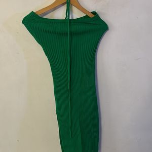 Green Cutout Halter Bodycon Dress