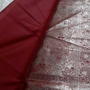 Maroon Silver Stone Saree