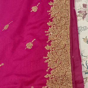 Rich Pink Golden Border saree