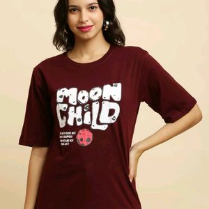 Women Printed Maroon T-Shirt  ❤️