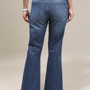 Women Flared Mid Rise dark Blue Jeans Size 28-30