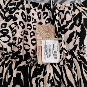 Beige And Black Printed Dress (Women's)