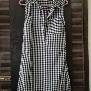 Checked Buttoned Dress