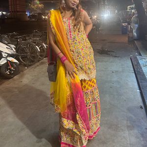 Yellow And Pink Sarara Set