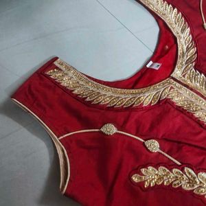 Embroidered Art Silk Kurta With Gold Work