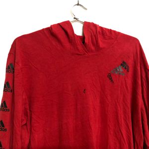 Adidas Red Long Sleeve Cotton Hoodie