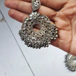 oxidized silver jhumka