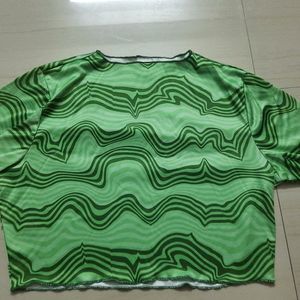 Green Y2K Crop Top Tshirt