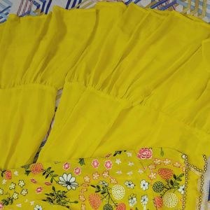 Yellow Georgette Haldi Designer Outfit