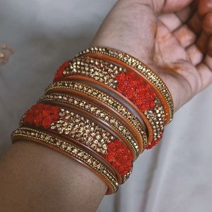 Rose Bangles With Free Bands