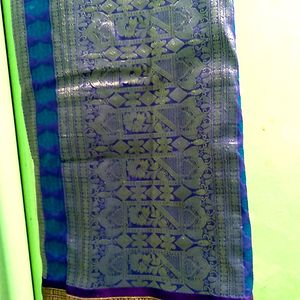 Silk Skyblue Colour Saree(No Blouse)