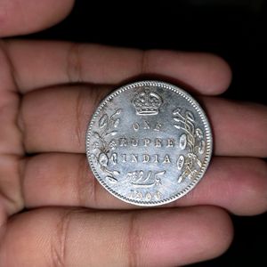 1906 One Rupee Silver Coin