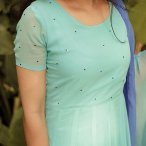 Blue Gown with dupatta