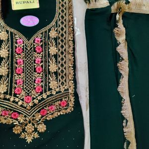 Combo Semi-stitched Suit With Stones Work