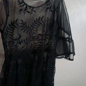 Designer Black Net Top