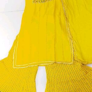 Yellow Heavy Plazzo Suit