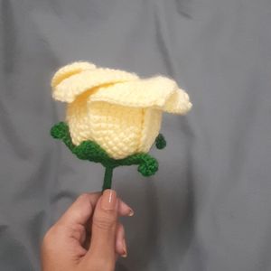 Large Butter Yellow Crochet Rose